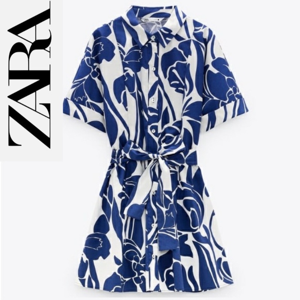Zara Blogger’s Favorite Floral Shirt Dress Sz S
